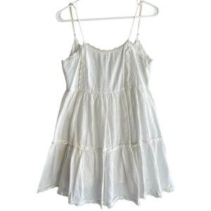 Urban Outfitters White Embroidered spaghetti strap skater dress